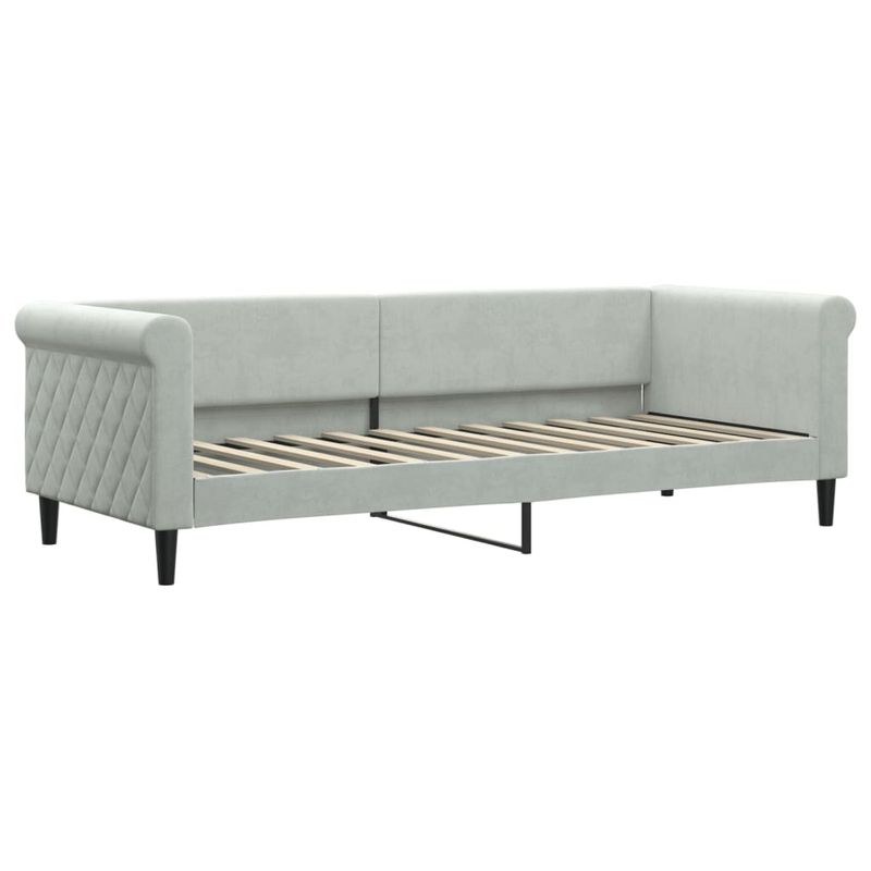 Casa si Gradina - Mobilier - Paturi si accesorii - Paturi - Pat de zi cu extensie si sertare, gri deschis 80x200 cm catifea - Infinity.ro