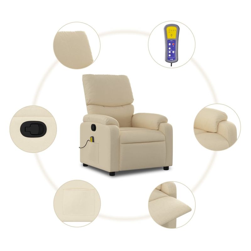 Ingrijire personala si Cosmetice - Sanatate si wellness - Articole wellness - Fotolii de masaj - Fotoliu rabatabil de masaj, crem, material textil - Infinity.ro