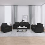 Casa si Gradina - Mobilier - Seturi de mobilier - Seturi living - Set de canapele cu perne, 3 piese, negru, piele ecologica - Infinity.ro