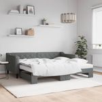 Casa si Gradina - Mobilier - Paturi si accesorii - Paturi - Pat de zi cu extensie si saltele, gri inchis, 90x190 cm, textil - Infinity.ro