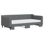 Casa si Gradina - Mobilier - Paturi si accesorii - Paturi - Pat de zi cu extensie si saltele, gri inchis, 90x190 cm, textil - Infinity.ro