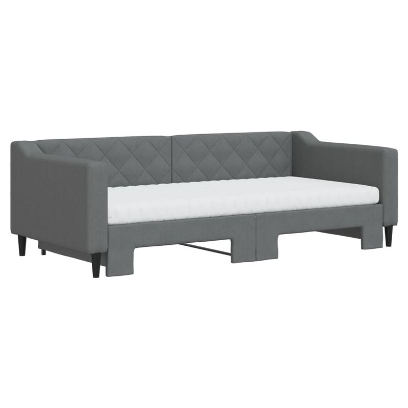 Casa si Gradina - Mobilier - Paturi si accesorii - Paturi - Pat de zi cu extensie si saltele, gri inchis, 90x190 cm, textil - Infinity.ro