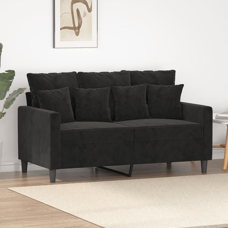 Casa si Gradina - Mobilier - Canapele si coltare - Canapele - Canapea cu 2 locuri, negru, 120 cm, catifea - Infinity.ro