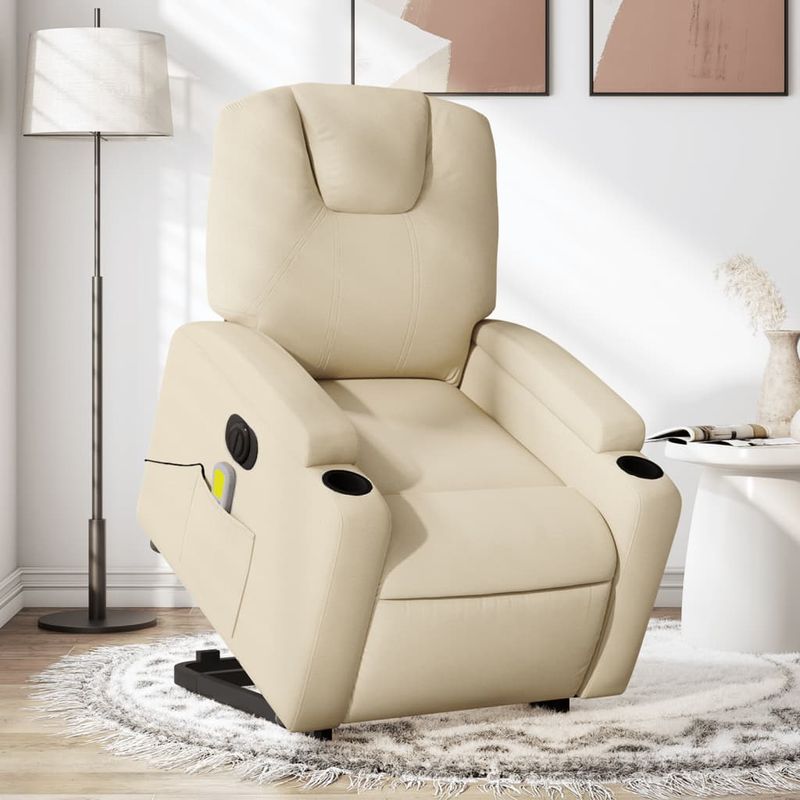 Ingrijire personala si Cosmetice - Sanatate si wellness - Articole wellness - Fotolii de masaj - Fotoliu electric de masaj rabatabil cu ridicare, crem, textil - Infinity.ro