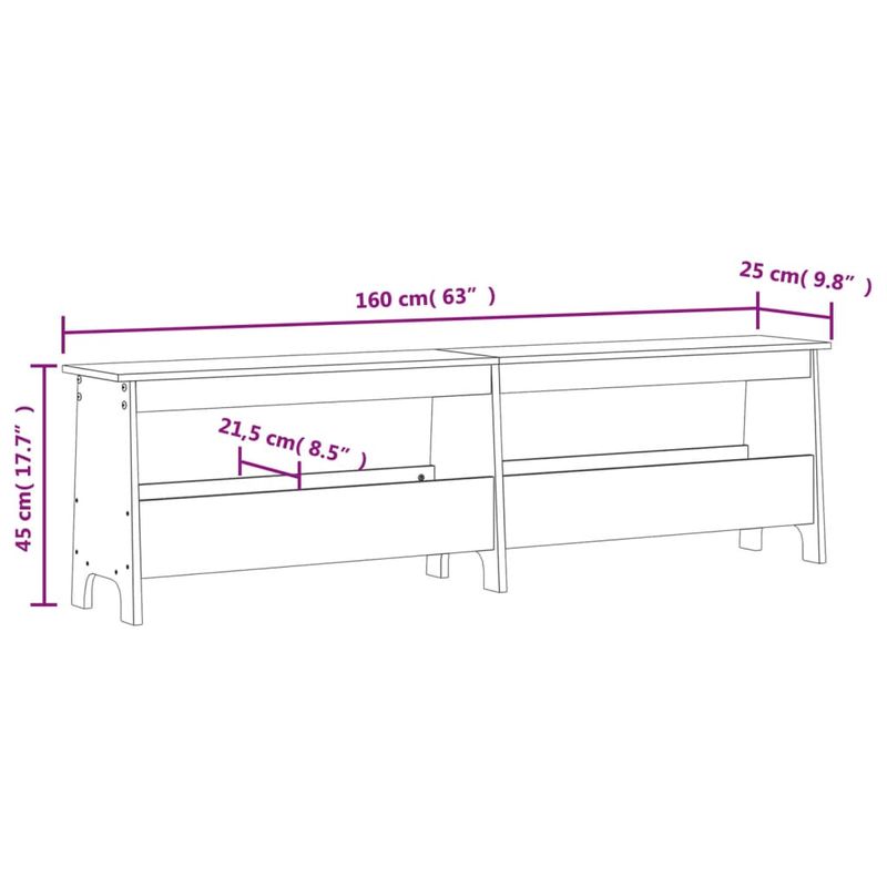 Casa si Gradina - Mobilier - Organizare si depozitare - Bancute - Banca de hol, alb, 160x28x45 cm, lemn masiv de pin - Infinity.ro