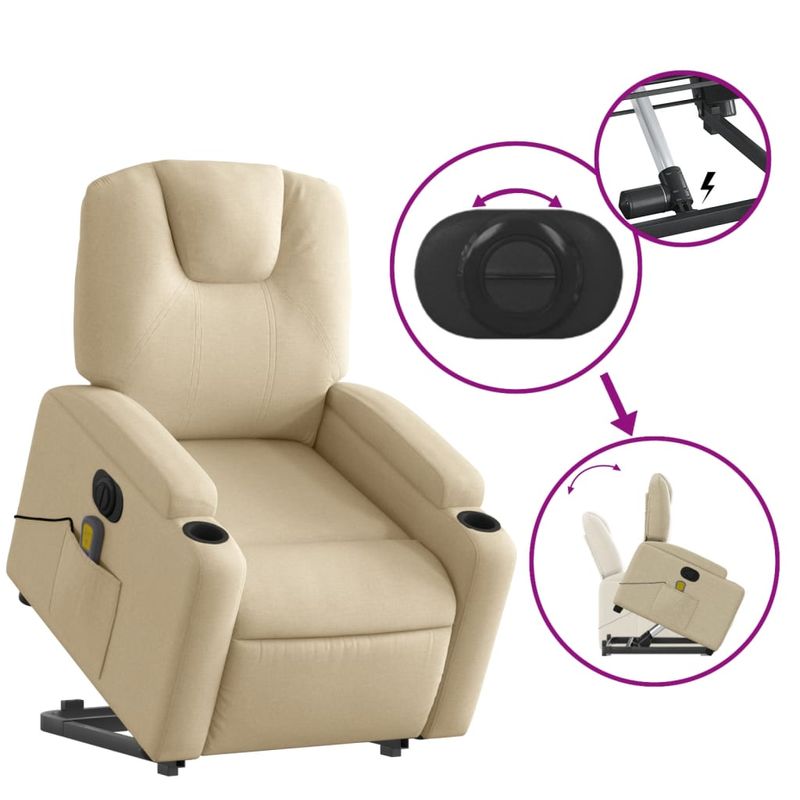 Ingrijire personala si Cosmetice - Sanatate si wellness - Articole wellness - Fotolii de masaj - Fotoliu electric de masaj rabatabil cu ridicare, crem, textil - Infinity.ro