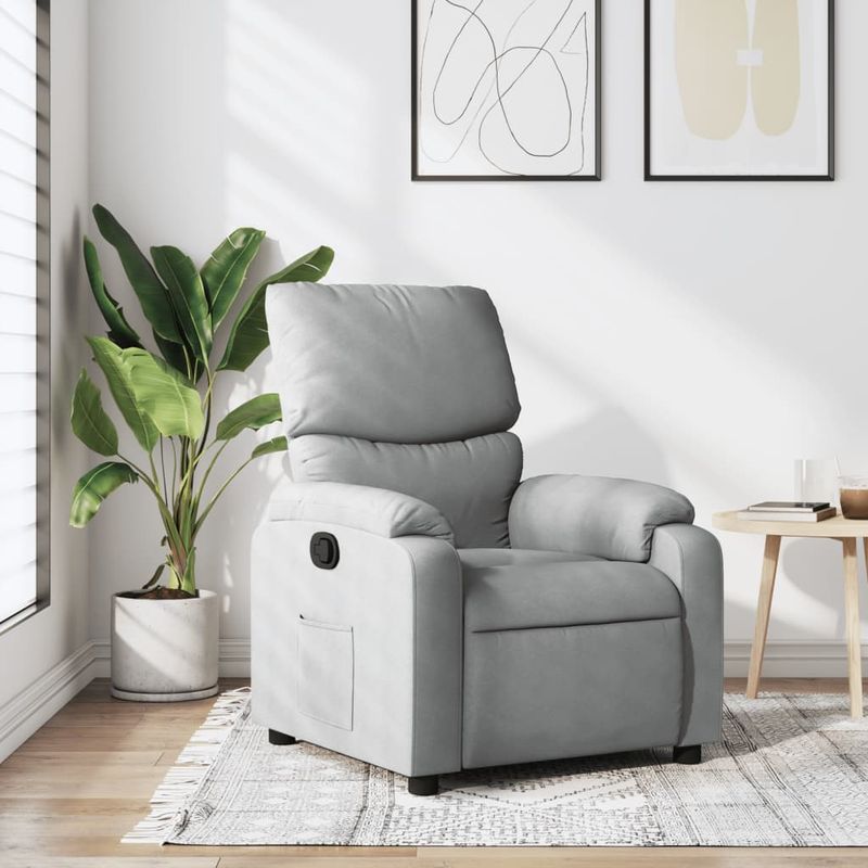 Casa si Gradina - Mobilier - Scaune si fotolii - Fotolii - Fotoliu rabatabil, gri deschis, material textil - Infinity.ro