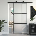 Casa si Gradina - Constructii - Usi interior, exterior si garaj - Usi interior - Usa glisanta, negru, 90x205 cm, sticla securizata si aluminiu - Infinity.ro