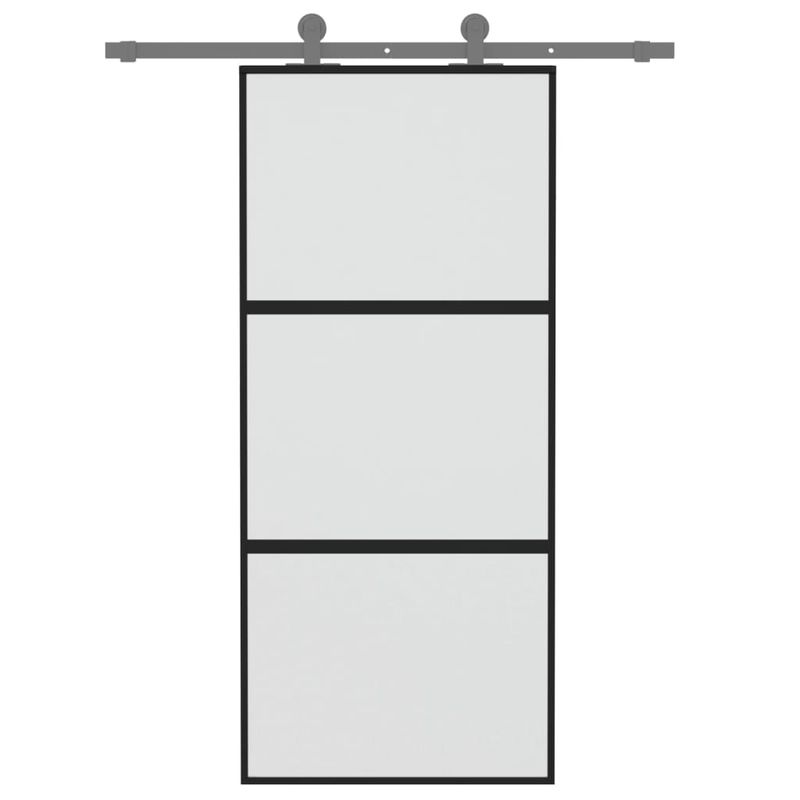 Casa si Gradina - Constructii - Usi interior, exterior si garaj - Usi interior - Usa glisanta, negru, 90x205 cm, sticla securizata si aluminiu - Infinity.ro