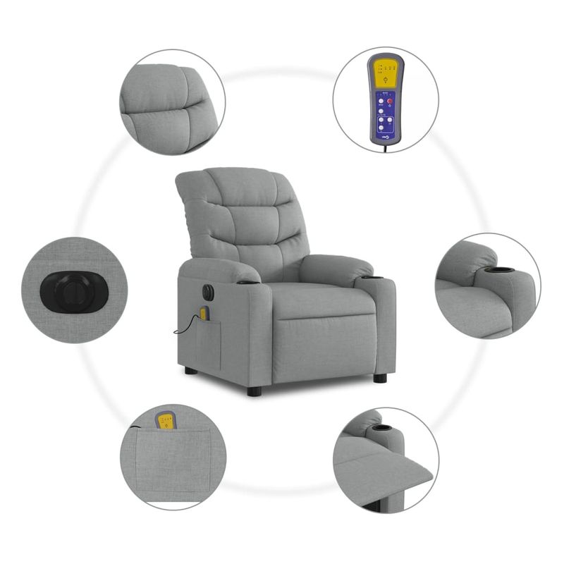 Ingrijire personala si Cosmetice - Sanatate si wellness - Articole wellness - Fotolii de masaj - Fotoliu electric de masaj rabatabil, gri deschis, microfibra - Infinity.ro