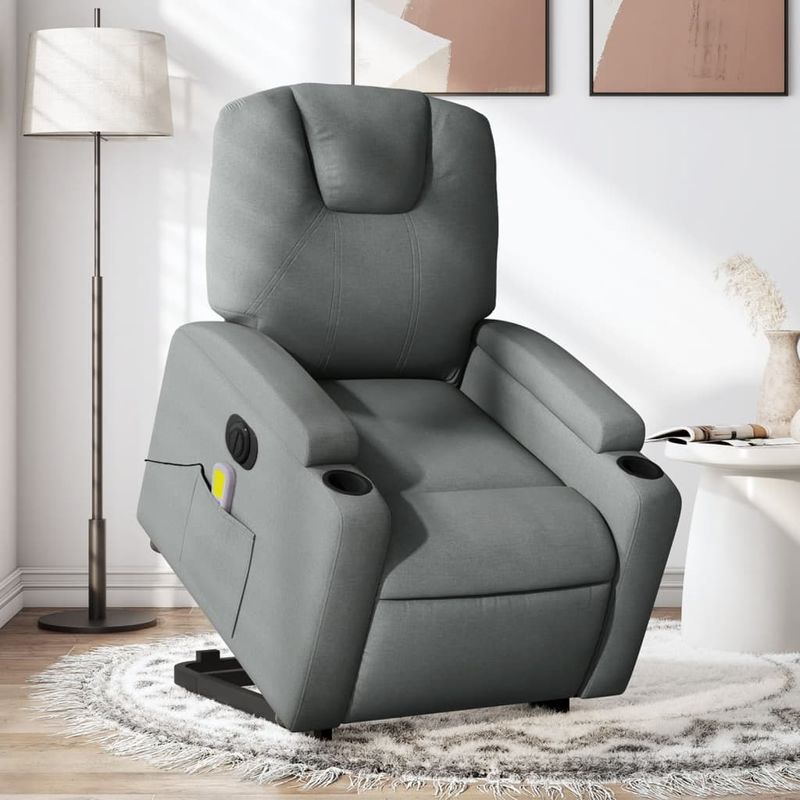 Ingrijire personala si Cosmetice - Sanatate si wellness - Articole wellness - Fotolii de masaj - Fotoliu electric masaj rabatabil cu ridicare, gri inchis textil - Infinity.ro