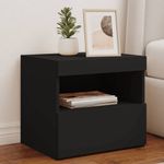 Casa si Gradina - Mobilier - Comode si corpuri - Noptiere - Noptiera cu lumini LED, negru, 50x40x45 cm - Infinity.ro