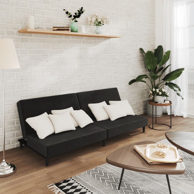 Casa si Gradina - Mobilier - Canapele si coltare - Canapele - Canapea extensibila cu 2 locuri, negru, catifea - Infinity.ro