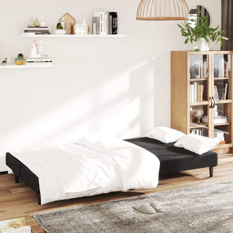 Casa si Gradina - Mobilier - Canapele si coltare - Canapele - Canapea extensibila cu 2 locuri, negru, catifea - Infinity.ro