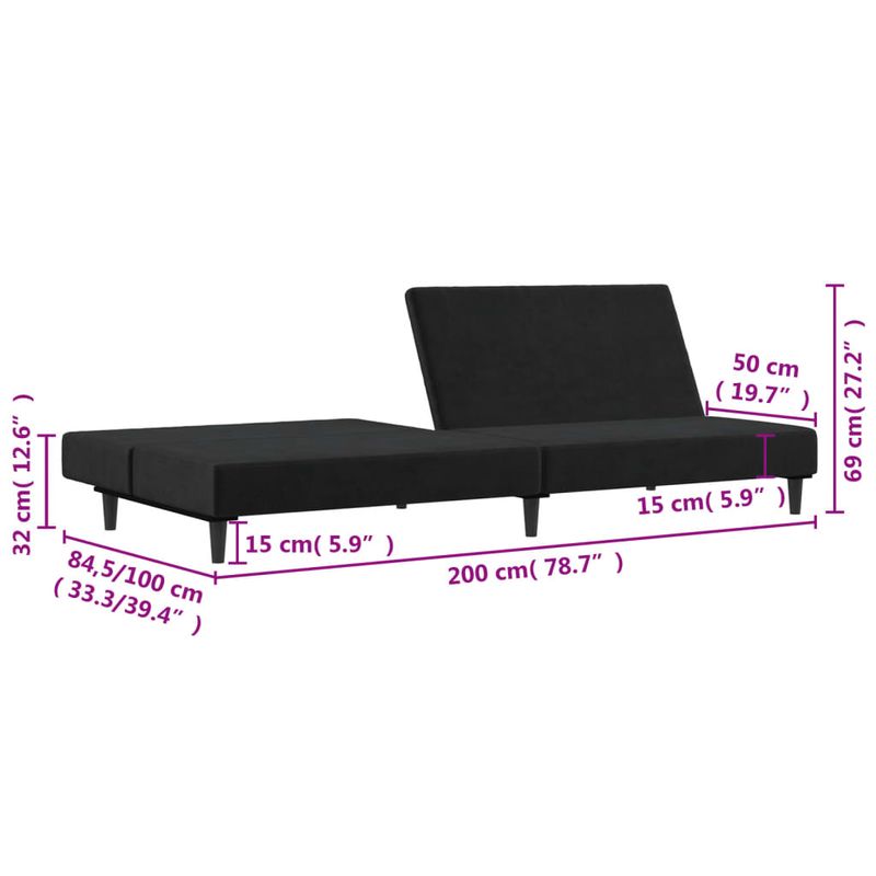 Casa si Gradina - Mobilier - Canapele si coltare - Canapele - Canapea extensibila cu 2 locuri, negru, catifea - Infinity.ro