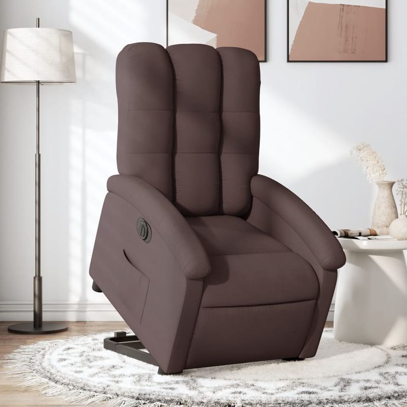 Casa si Gradina - Mobilier - Scaune si fotolii - Fotolii - Fotoliu electric rabatabil cu ridicare, maro inchis, textil - Infinity.ro