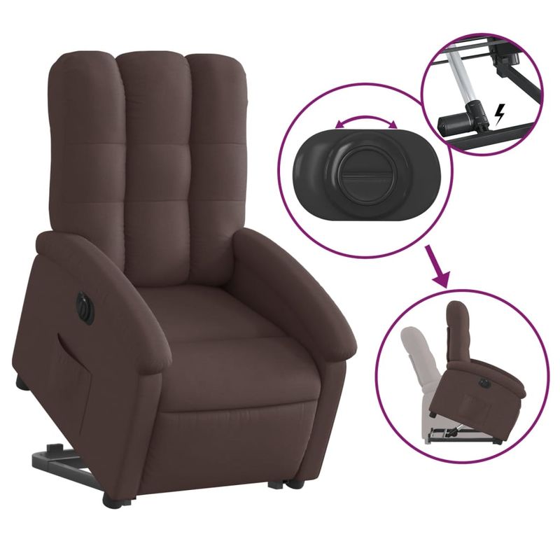 Casa si Gradina - Mobilier - Scaune si fotolii - Fotolii - Fotoliu electric rabatabil cu ridicare, maro inchis, textil - Infinity.ro