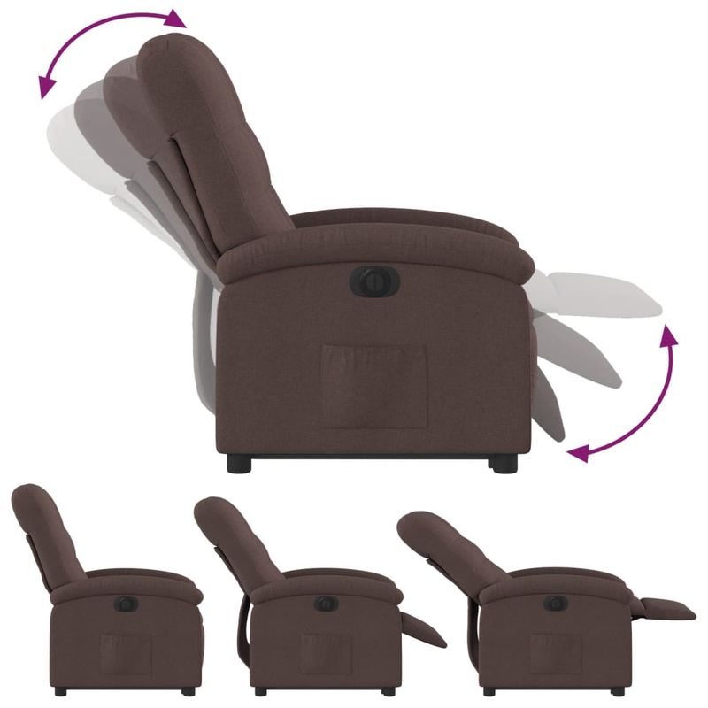 Casa si Gradina - Mobilier - Scaune si fotolii - Fotolii - Fotoliu electric rabatabil cu ridicare, maro inchis, textil - Infinity.ro