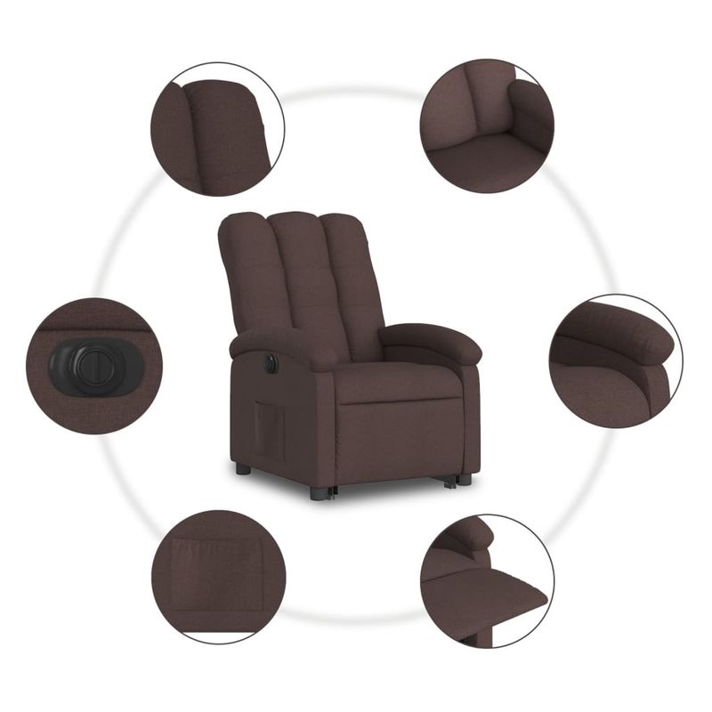 Casa si Gradina - Mobilier - Scaune si fotolii - Fotolii - Fotoliu electric rabatabil cu ridicare, maro inchis, textil - Infinity.ro