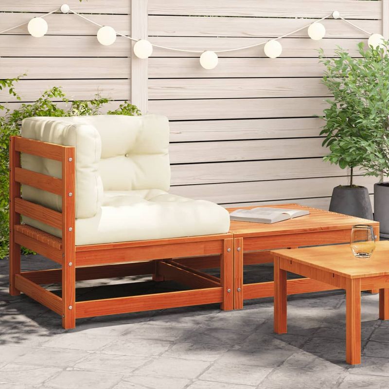 Casa si Gradina - Gradina si terasa - Mobilier exterior - Canapele si fotolii gradina - Canapea coltar de gradina, cu perne și taburet, maro ceruit - Infinity.ro