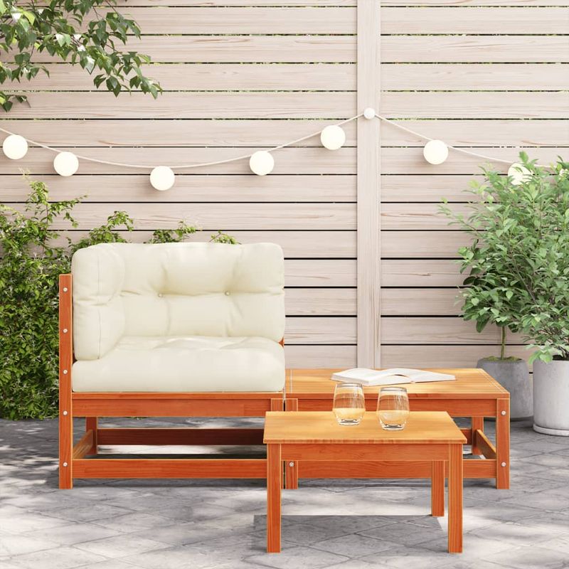 Casa si Gradina - Gradina si terasa - Mobilier exterior - Canapele si fotolii gradina - Canapea coltar de gradina, cu perne și taburet, maro ceruit - Infinity.ro