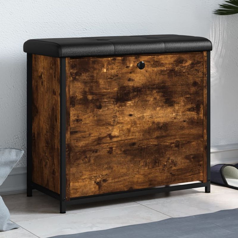 Casa si Gradina - Mobilier - Organizare si depozitare - Bancute - Banca pantofi cu sertar rabatabil, stejar fumuriu, 62x32x56 cm - Infinity.ro