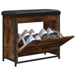 Casa si Gradina - Mobilier - Organizare si depozitare - Bancute - Banca pantofi cu sertar rabatabil, stejar fumuriu, 62x32x56 cm - Infinity.ro