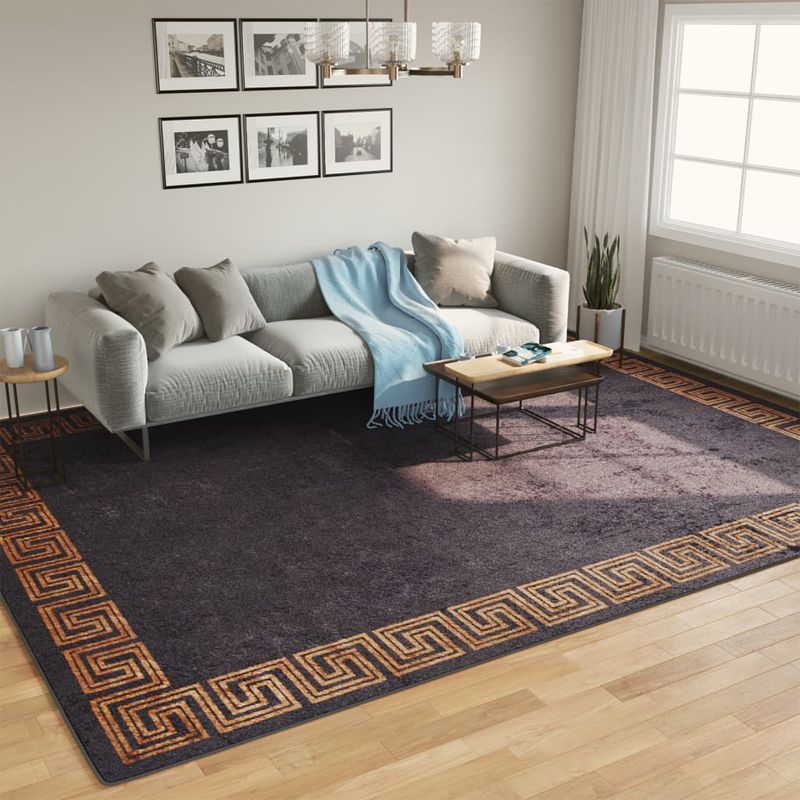 Casa si Gradina - Textile si covoare - Covoare - Covoare casa - Covor lavabil, negru si auriu, 400x300 cm, anti-alunecare - Infinity.ro