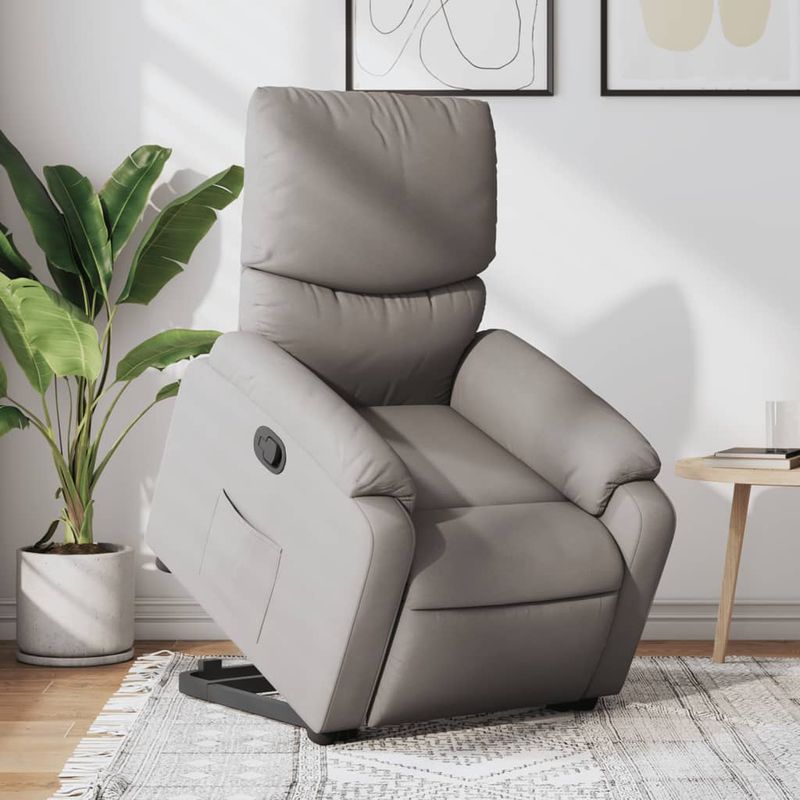 Casa si Gradina - Mobilier - Scaune si fotolii - Fotolii - Fotoliu rabatabil cu ridicare pe verticala, gri taupe, textil - Infinity.ro