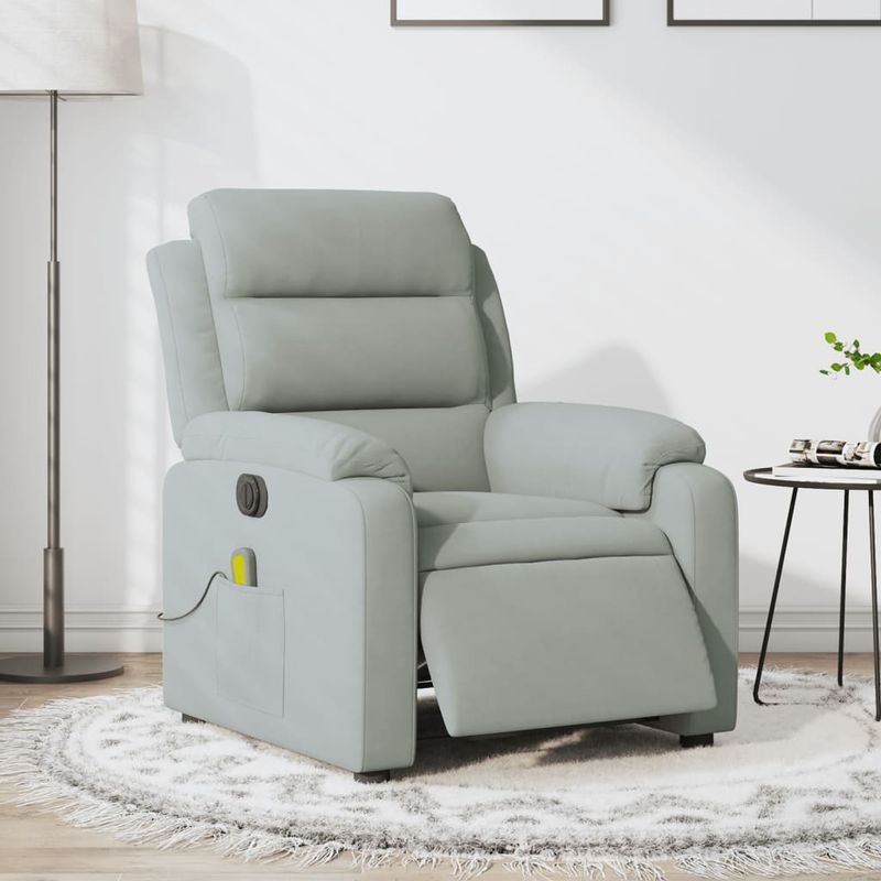 Ingrijire personala si Cosmetice - Sanatate si wellness - Articole wellness - Fotolii de masaj - Fotoliu electric de masaj rabatabil, gri deschis, catifea - Infinity.ro