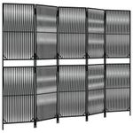 Casa si Gradina - Decoratiuni - Pereti despartitori si paravane - Separator de camera cu 5 panouri, negru, poliratan, model țesătură cu linii, mărime 245x180 cm - Infinity.ro