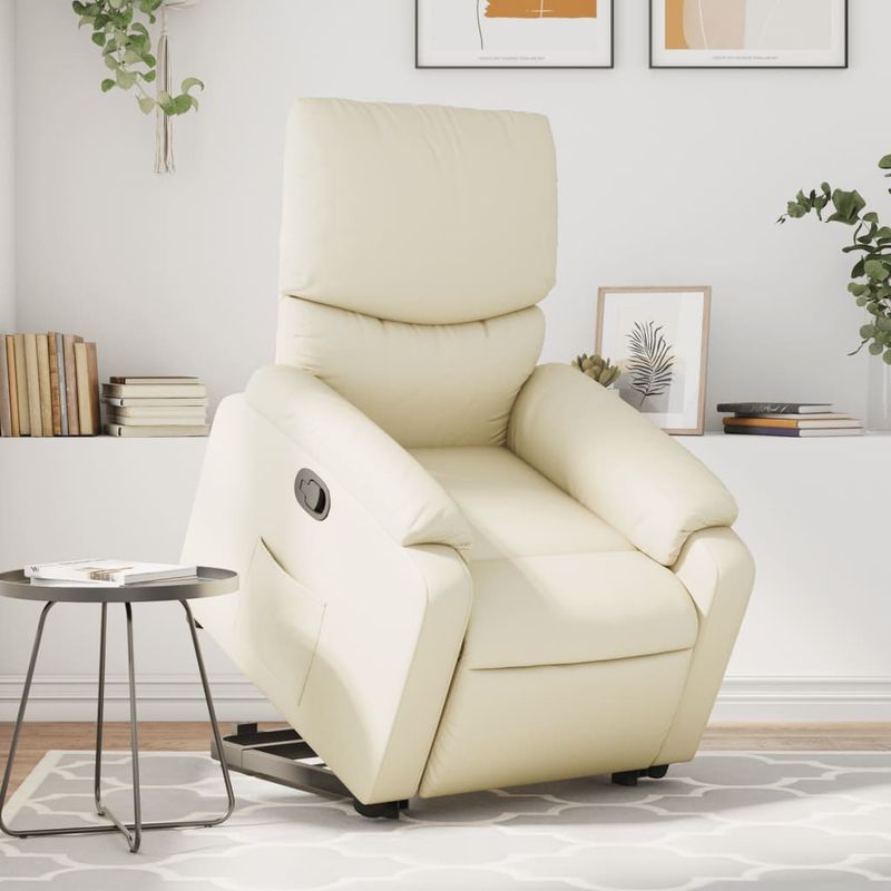 Casa si Gradina - Mobilier - Scaune si fotolii - Fotolii - Fotoliu rabatabil cu ridicare, crem, piele ecologica - Infinity.ro