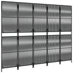 Casa si Gradina - Decoratiuni - Pereti despartitori si paravane - Separator de camera cu 5 panouri, negru, poliratan, model țesătură cu linii, mărime 245x180 cm - Infinity.ro