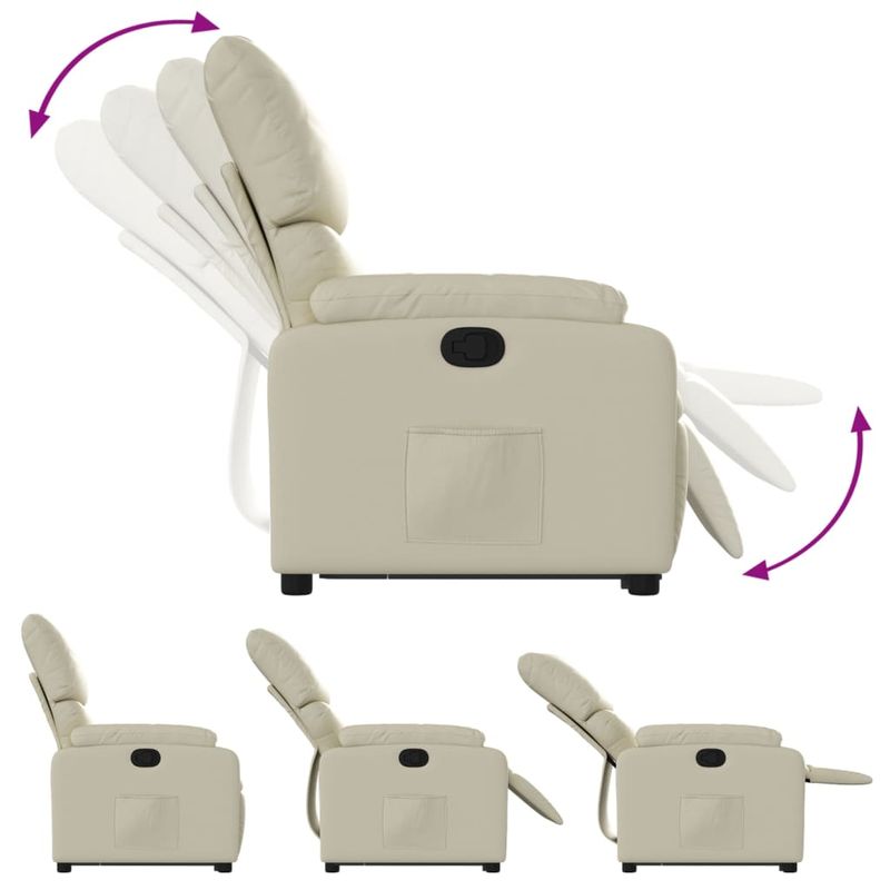 Casa si Gradina - Mobilier - Scaune si fotolii - Fotolii - Fotoliu rabatabil cu ridicare, crem, piele ecologica - Infinity.ro