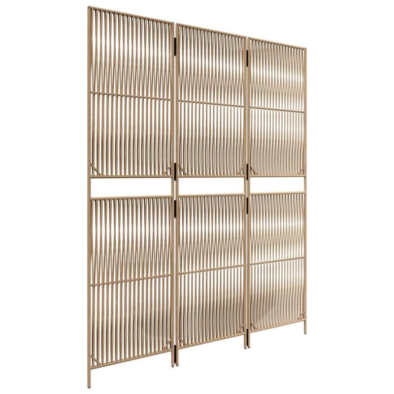 Casa si Gradina - Decoratiuni - Pereti despartitori si paravane - Separator de camera cu 3 panouri, bej, poliratan, model țesătură cu linii, mărime 147x180 cm - Infinity.ro