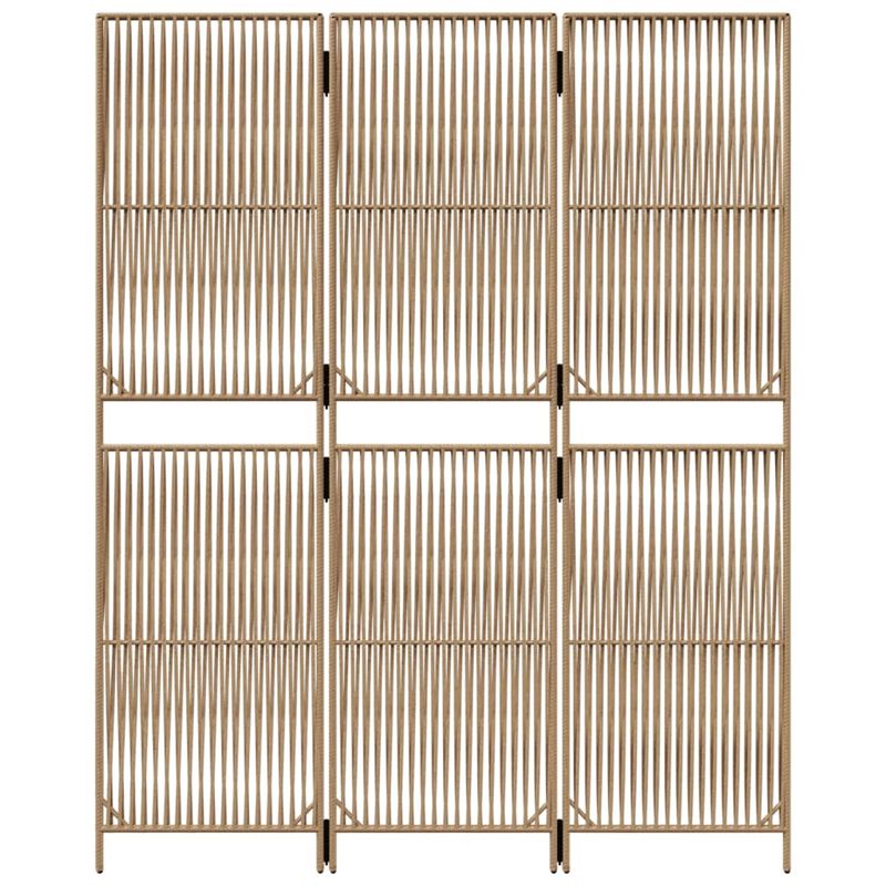 Casa si Gradina - Decoratiuni - Pereti despartitori si paravane - Separator de camera cu 3 panouri, bej, poliratan, model țesătură cu linii, mărime 147x180 cm - Infinity.ro