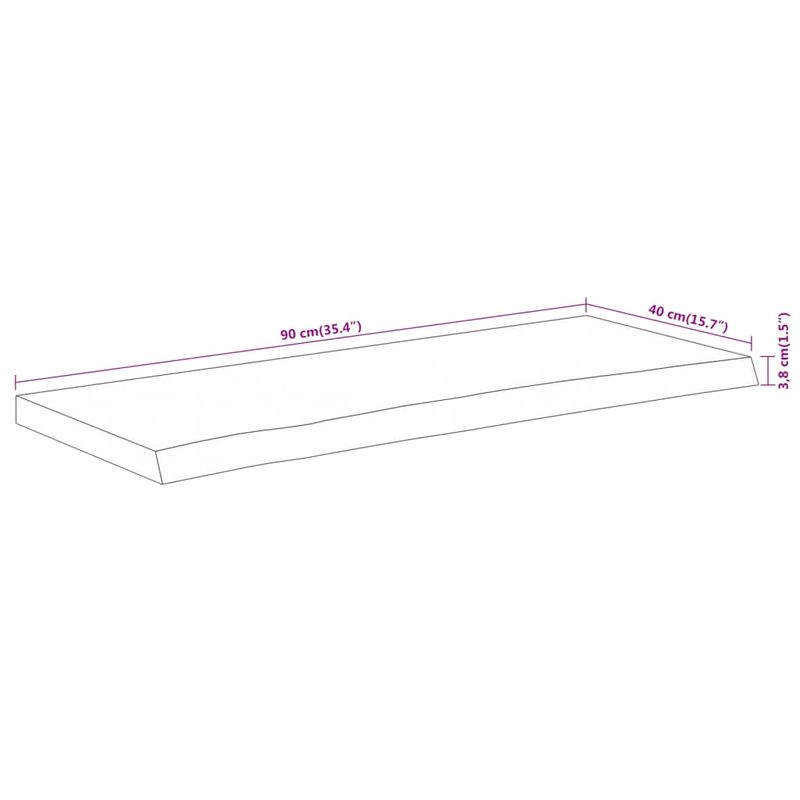 Casa si Gradina - Mobilier - Feronerie si accesorii mobila - Blat masa 90x40x3,8 cm dreptunghiular lemn acacia margine vie - Infinity.ro