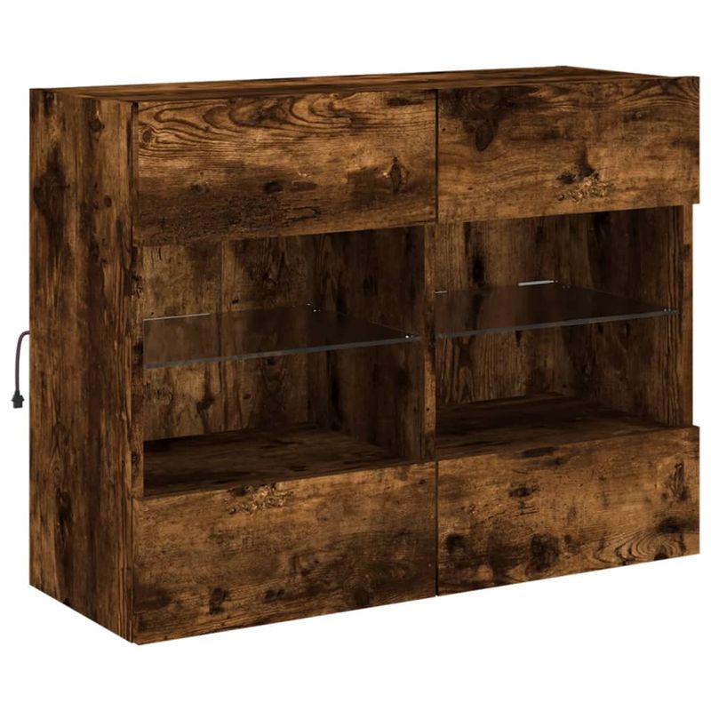 Casa si Gradina - Mobilier - Comode si corpuri - Comode - Comoda TV de perete cu LED, stejar fumuriu, 78,5x30x60,5 cm - Infinity.ro