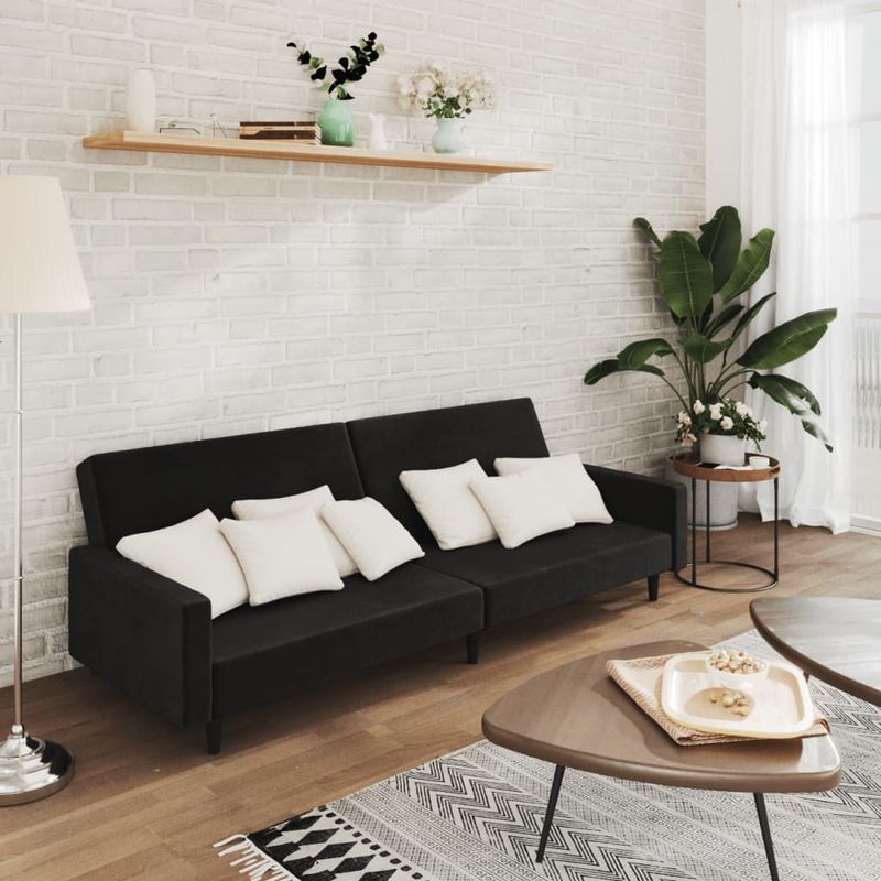 Casa si Gradina - Mobilier - Canapele si coltare - Canapele - Canapea extensibila cu 2 locuri, negru, catifea - Infinity.ro