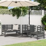 Casa si Gradina - Gradina si terasa - Mobilier exterior - Seturi mobila gradina - Set mobilier de gradina, 3 piese, gri, lemn masiv de pin - Infinity.ro