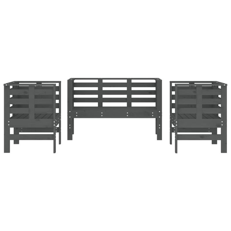Casa si Gradina - Gradina si terasa - Mobilier exterior - Seturi mobila gradina - Set mobilier de gradina, 3 piese, gri, lemn masiv de pin - Infinity.ro