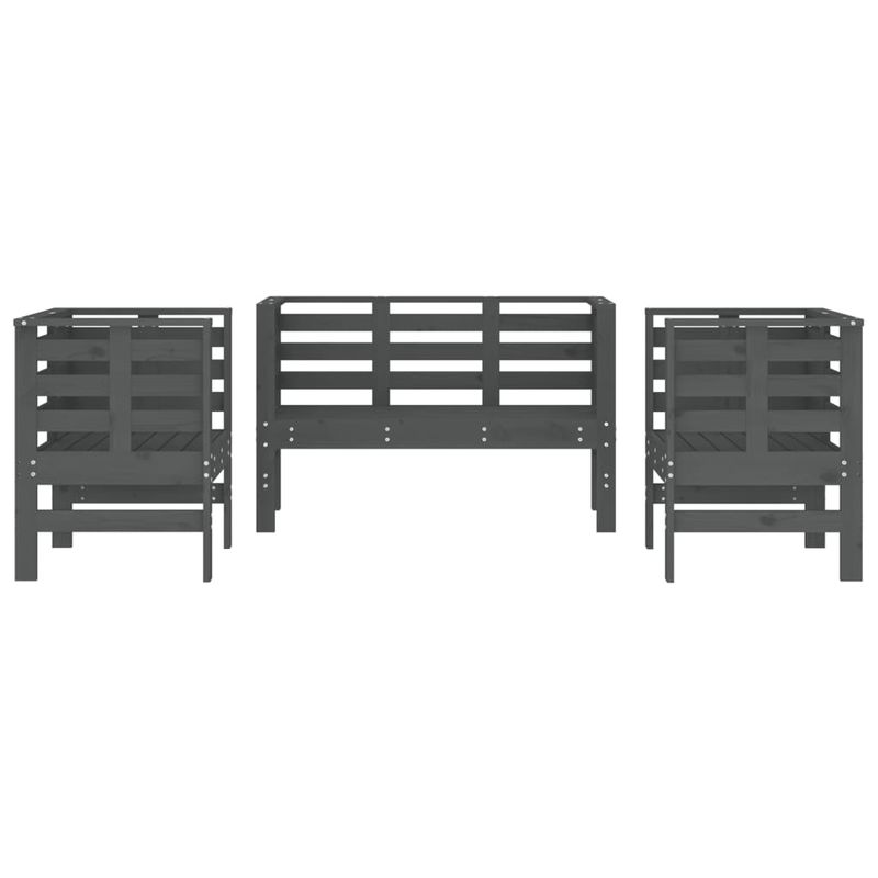 Casa si Gradina - Gradina si terasa - Mobilier exterior - Seturi mobila gradina - Set mobilier de gradina, 3 piese, gri, lemn masiv de pin - Infinity.ro