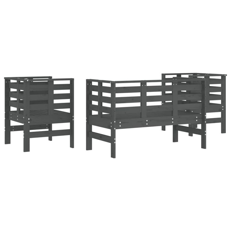 Casa si Gradina - Gradina si terasa - Mobilier exterior - Seturi mobila gradina - Set mobilier de gradina, 3 piese, gri, lemn masiv de pin - Infinity.ro