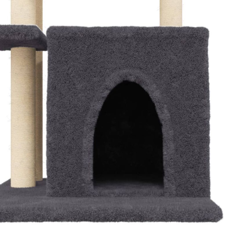 Petshop - Accesorii petshop - Jucarii animale - Ansambluri de joaca - Ansamblu pisici cu stalpi din funie sisal, gri inchis, 83,5 cm - Infinity.ro