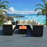 Casa si Gradina - Gradina si terasa - Mobilier exterior - Seturi mobila gradina - Set mobilier de gradina cu perne, 5 piese, negru, poliratan - Infinity.ro