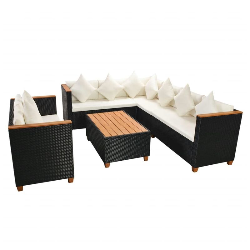 Casa si Gradina - Gradina si terasa - Mobilier exterior - Seturi mobila gradina - Set mobilier de gradina cu perne, 5 piese, negru, poliratan - Infinity.ro