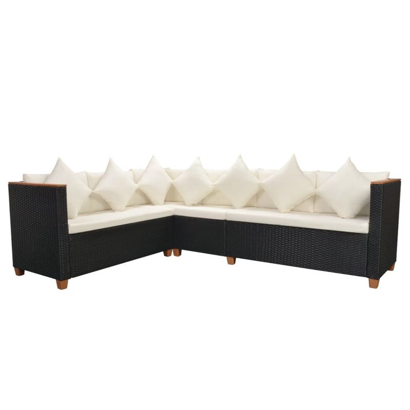Casa si Gradina - Gradina si terasa - Mobilier exterior - Seturi mobila gradina - Set mobilier de gradina cu perne, 5 piese, negru, poliratan - Infinity.ro