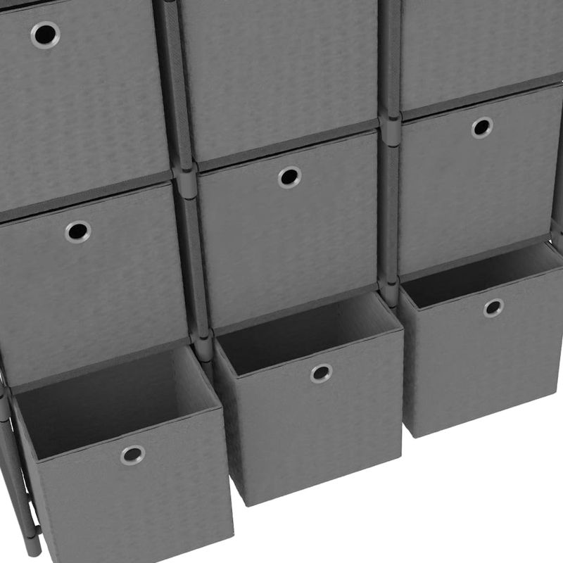 Casa si Gradina - Mobilier - Biblioteci si rafturi - Biblioteci - Raft 9 cuburi cu cutii, gri, 103x30x107,5 cm, material textil - Infinity.ro