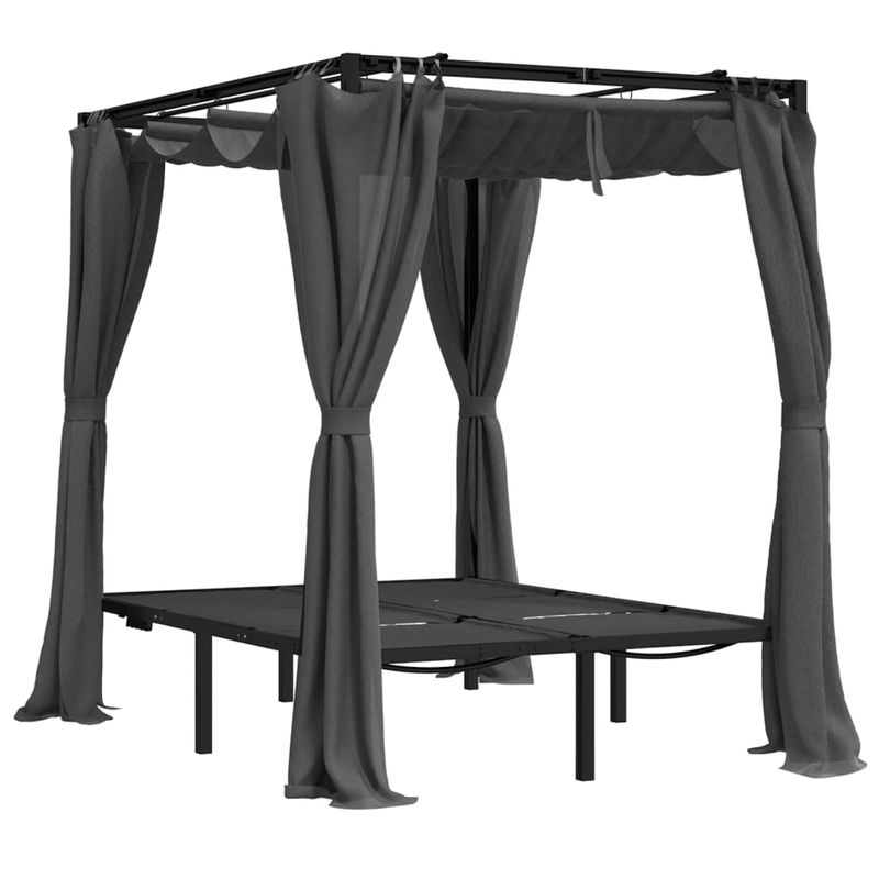 Casa si Gradina - Gradina si terasa - Mobilier exterior - Scaune si sezlonguri gradina - Sezlong dublu cu perdele laterale si superioare, antracit - Infinity.ro