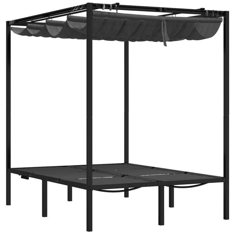 Casa si Gradina - Gradina si terasa - Mobilier exterior - Scaune si sezlonguri gradina - Sezlong dublu cu perdele laterale si superioare, antracit - Infinity.ro